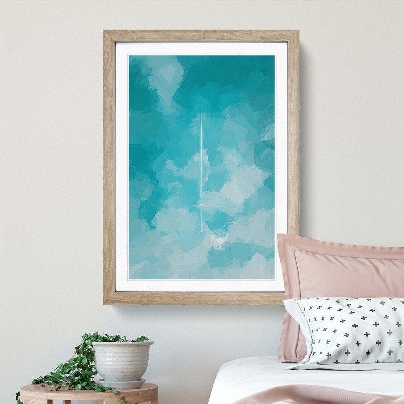 Aeroplane Trail Through the Clouds in Abstract - Picture Frame Graphic Art Print, Oak Framed, 87cm H x 62cm W x 2cm D