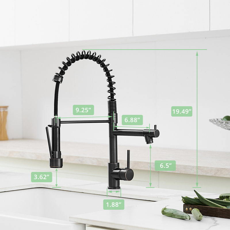 Robinet de cuisine en bronze huilé avec levier rétractable, poignée simple, rotation 360 °, robinet en céramique pour lavabo, lavabo commercial de style contemporain, bronze rétractable, simple, robinet, objet moderne