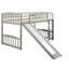 Lit mezzanine simple gris avec glissade et - pour les petits espaces, lecture sous le lit, contreplaqué de pin massif, assemblage en 20 minutes, idéal pour les maisons, espace limité, crée un espace confortable en dessous, pin, facile