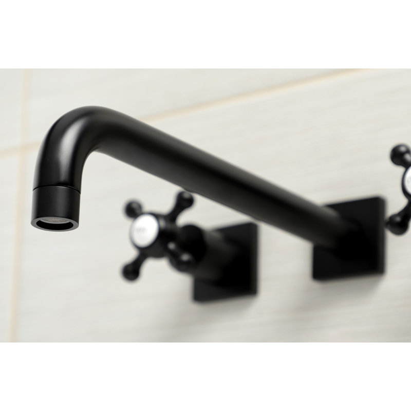 Kingston Brass Metropolitan Two-Handle 3-Hole Wall Mount Roman Tub Faucet, Matte Black