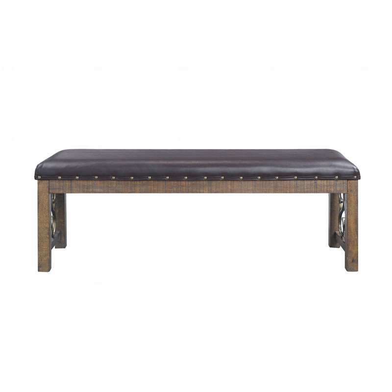Banc en cuir synthétique et finition cerisier vieilli, Noir
