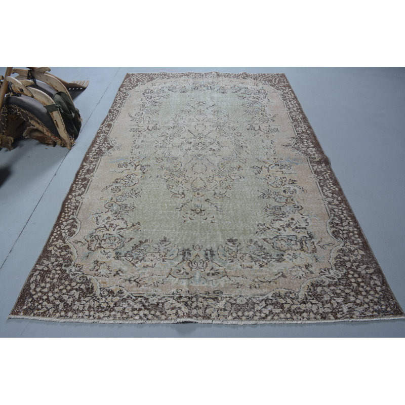 Grands tapis de 5,5 x 8,9 pi, tapis Oushak, tapis brun boho, tapis turcs, tapis neutres, tapis rétro