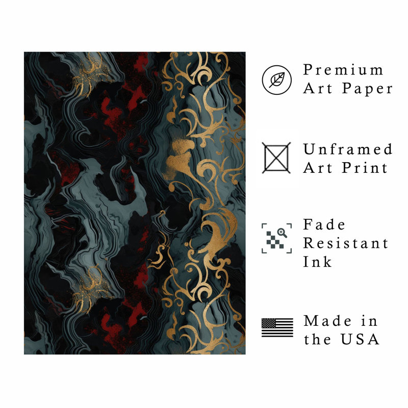 «Abstract Luxe Symphony I», reproduction d'art moderne sans cadre, H 36 po x l 24 po