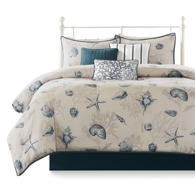 Blue Comforter - King 100% Cotton Detailed Accent Print