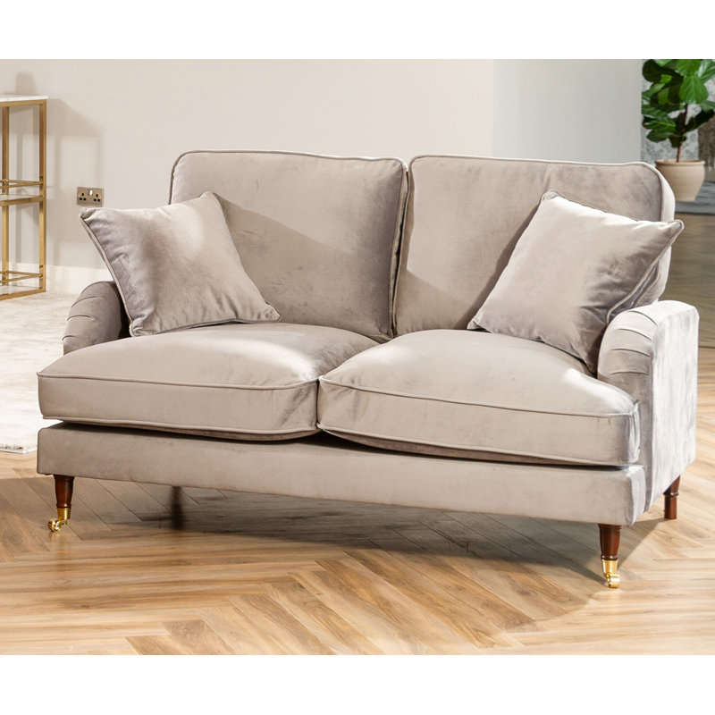 Fabiola 2 Seater Velvet Loveseat, Grey
