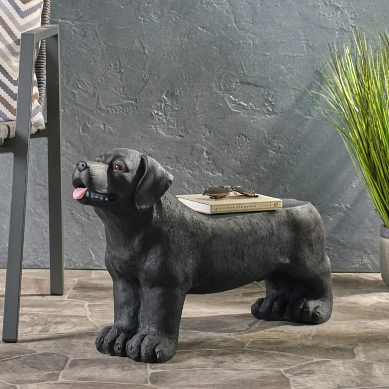 Banc pour chien en béton léger - Conception, aucun assemblage requis, l 31,69 po x P 8,72 po, H 16,26 po, thème raffiné, béton, assemblage