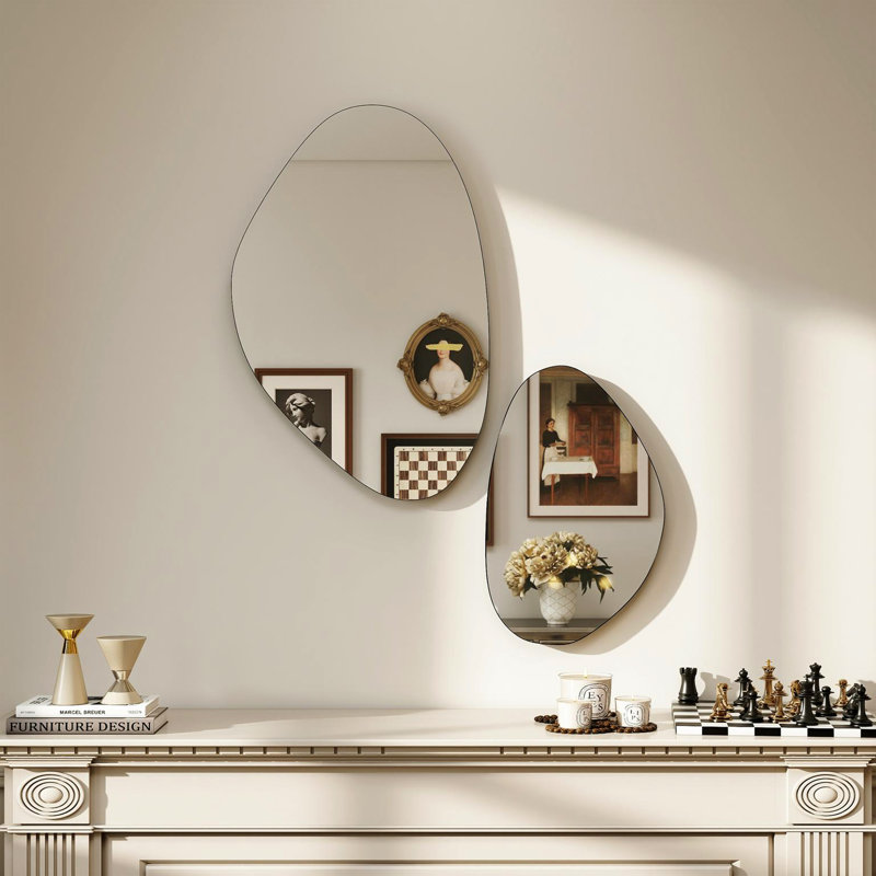 Metal Irregular Mirror, Black