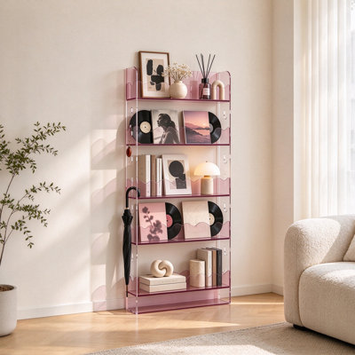 Acrylic Open Bookshelf With Side Hooks