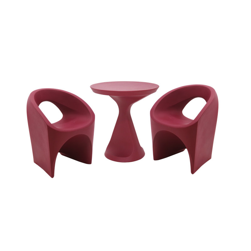 Tramontina Jet 3 Pcs. Polyethylene Lounge Set, Burgundy, Burgundy