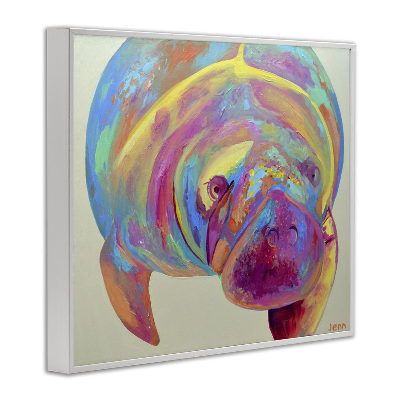 Giclée encadrée de lamantin à teinte mixte, design par Jennifer Seeley, H 11 po x l 14 po