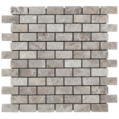 Nesttile Tundra Gray Marble 1” x 2” Brick / Subway Mosaic Tile MAtte ...