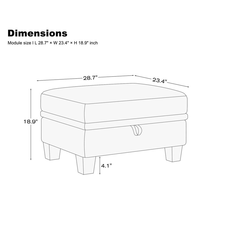 Repose-pieds de rangement Janule Bujesily Chenille pour canapé modulaire modulaire ou comme siège simple ou table basse