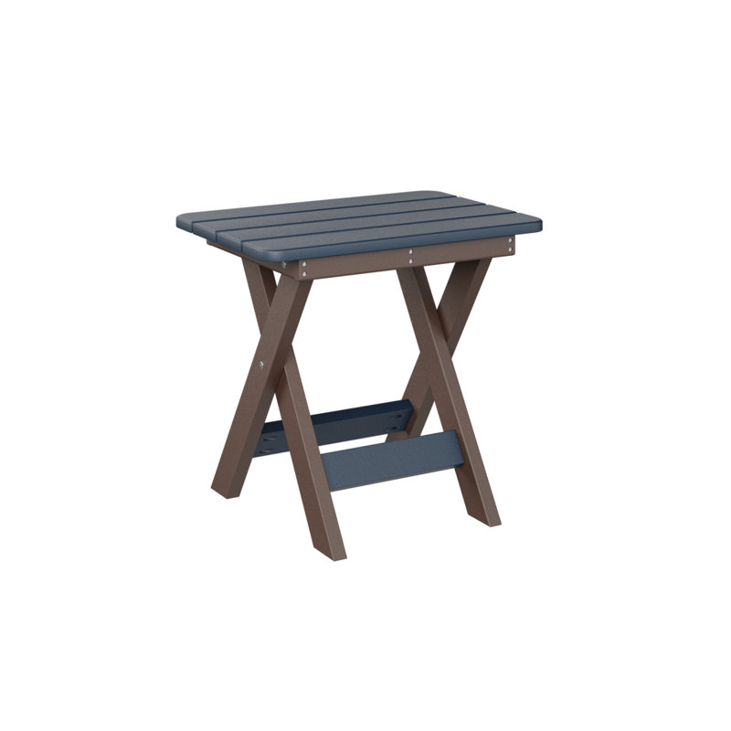 Berlin Gardens Folding End Table, Navy Blue, Chocolate Brown