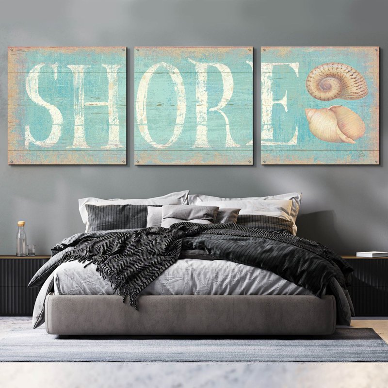 «Pastel Shore» par Daphne Brissonnet, art mural en verre acrylique, ensemble de 3 pièces, H 36 po x l 108 po