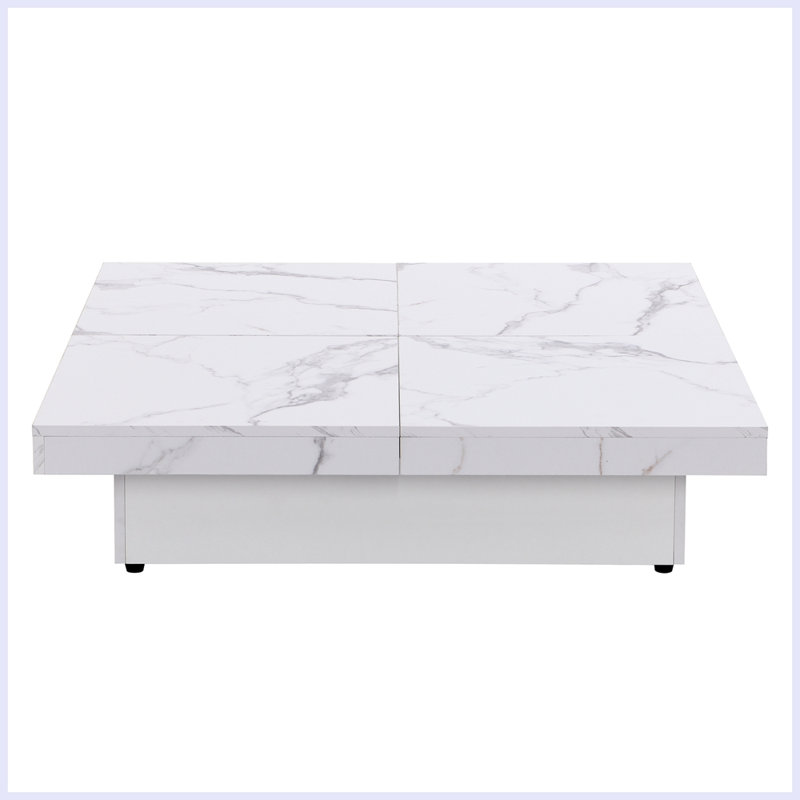 Modern Coffee Table Sliding Top with Storage, White