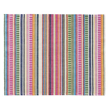 Fiesta Stripe Cotton Dinner Napkins, Bright Multi Color, Handwoven