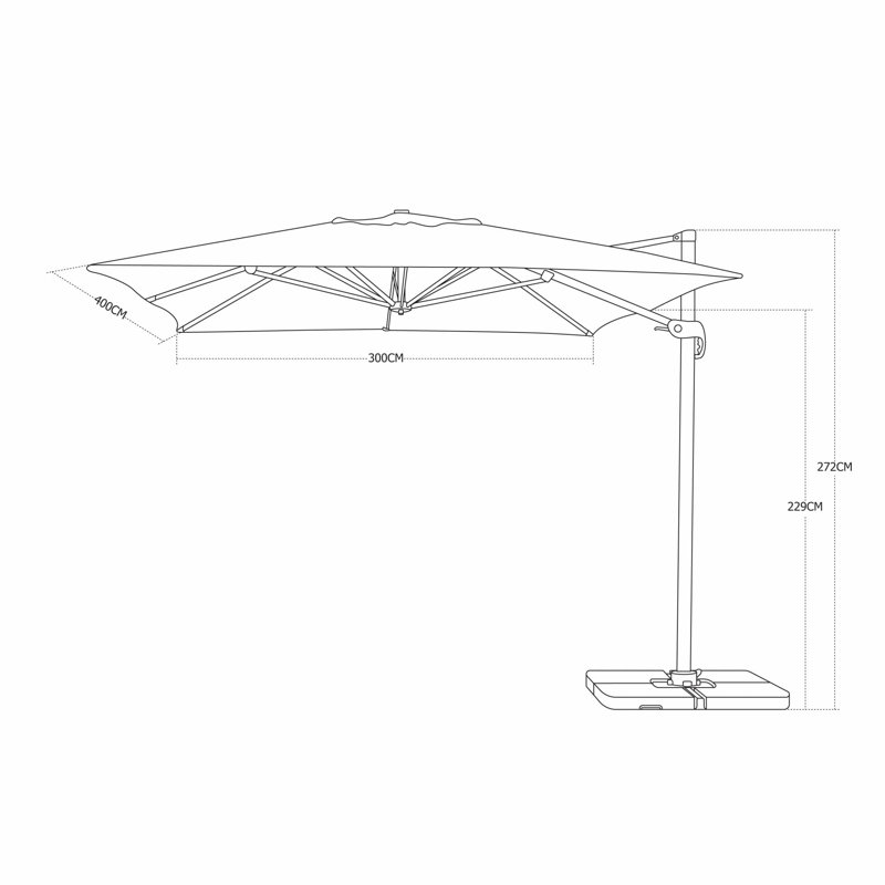 Alaisia 300cm Cantilever Parasol, 272cm H x 300cm W x 400cm D, Brown