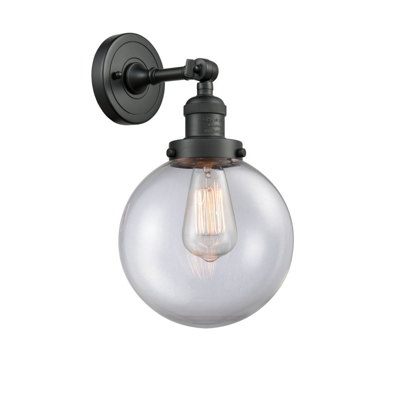 Clementina Dimmable Bath Sconce, 6 Watt Vinage LED Bulb, Clear, Matte Black