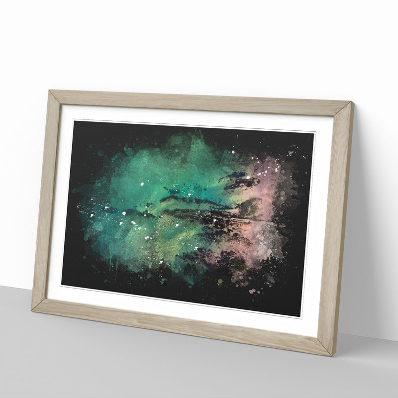 The Jurassic Coast in Dorset Paint Splash - Picture Frame Graphic Art, 65cm H x 90cm W x 2cm D, Oak Framed