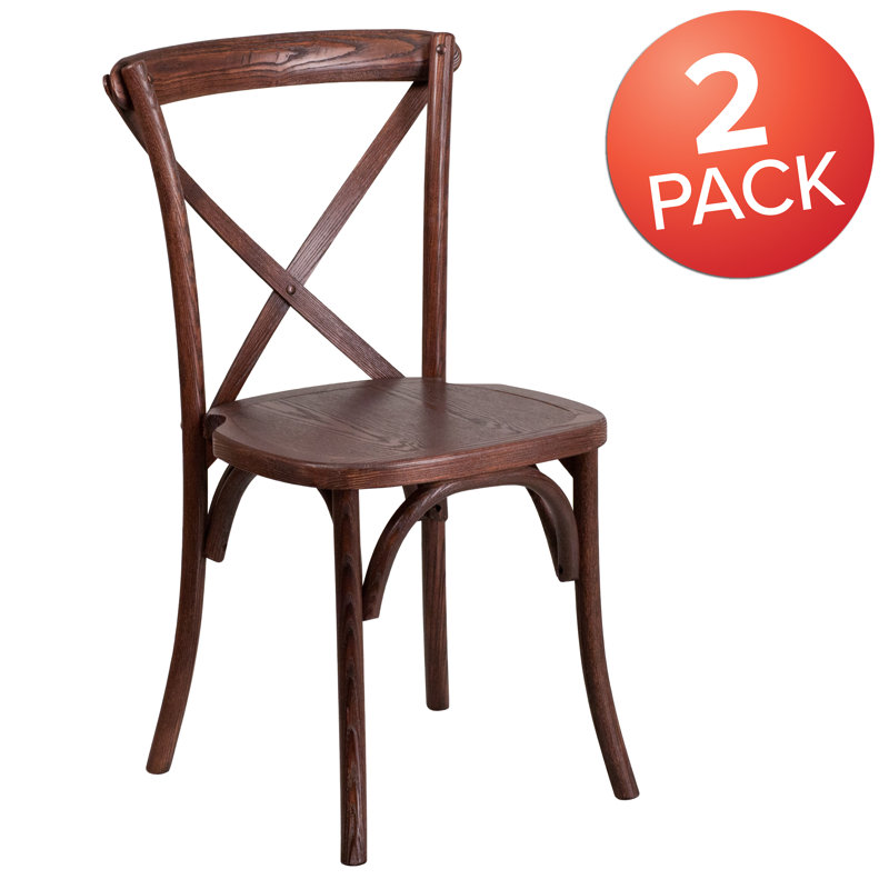 Arquit Stackable Cross-Back Wooden Bistro Chair, Mahogany, 2