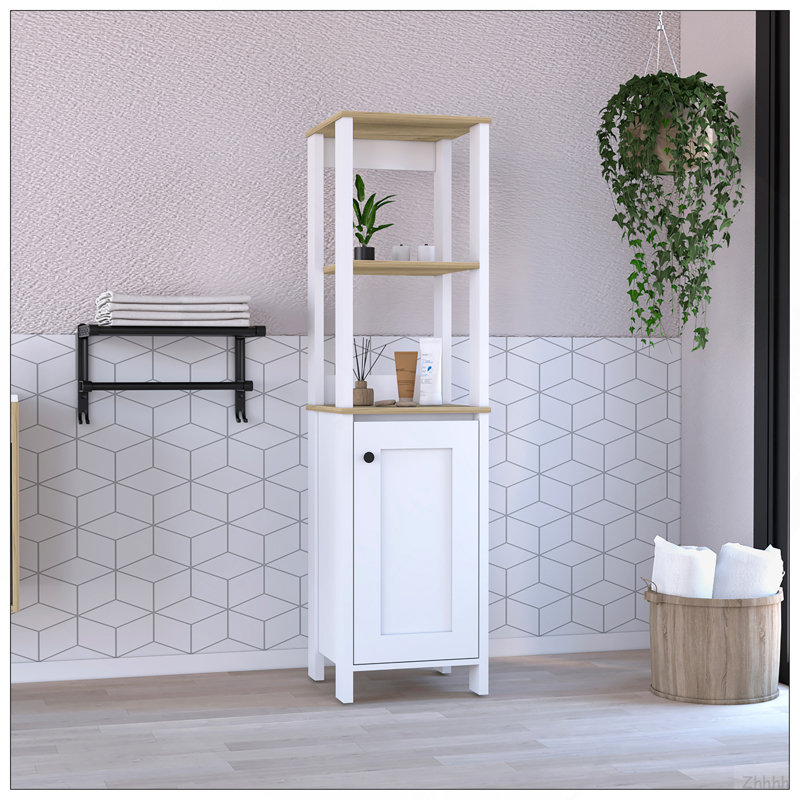 St. Clair Linen Cabinet, Two Interior  Shelves, Two Open Shelves, Single Door, White