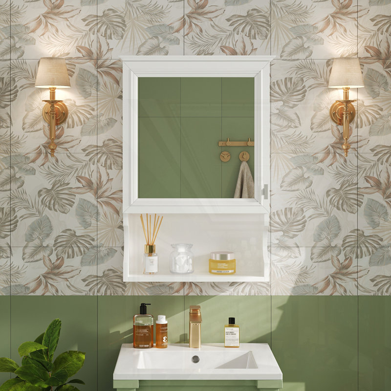 Armoire de rangement de salle de bain murale 20 "avec miroir, Blanc