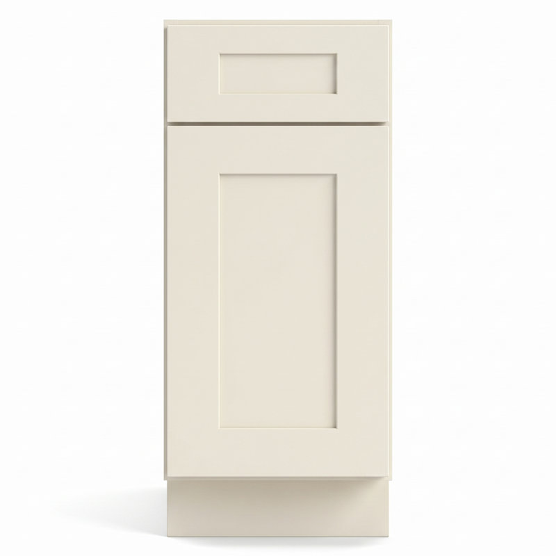 15" Soft White Shaker Ready-to-Assemble Base Cabinet with Solid Wood Doors and Soft-Close Dovetail Drawers