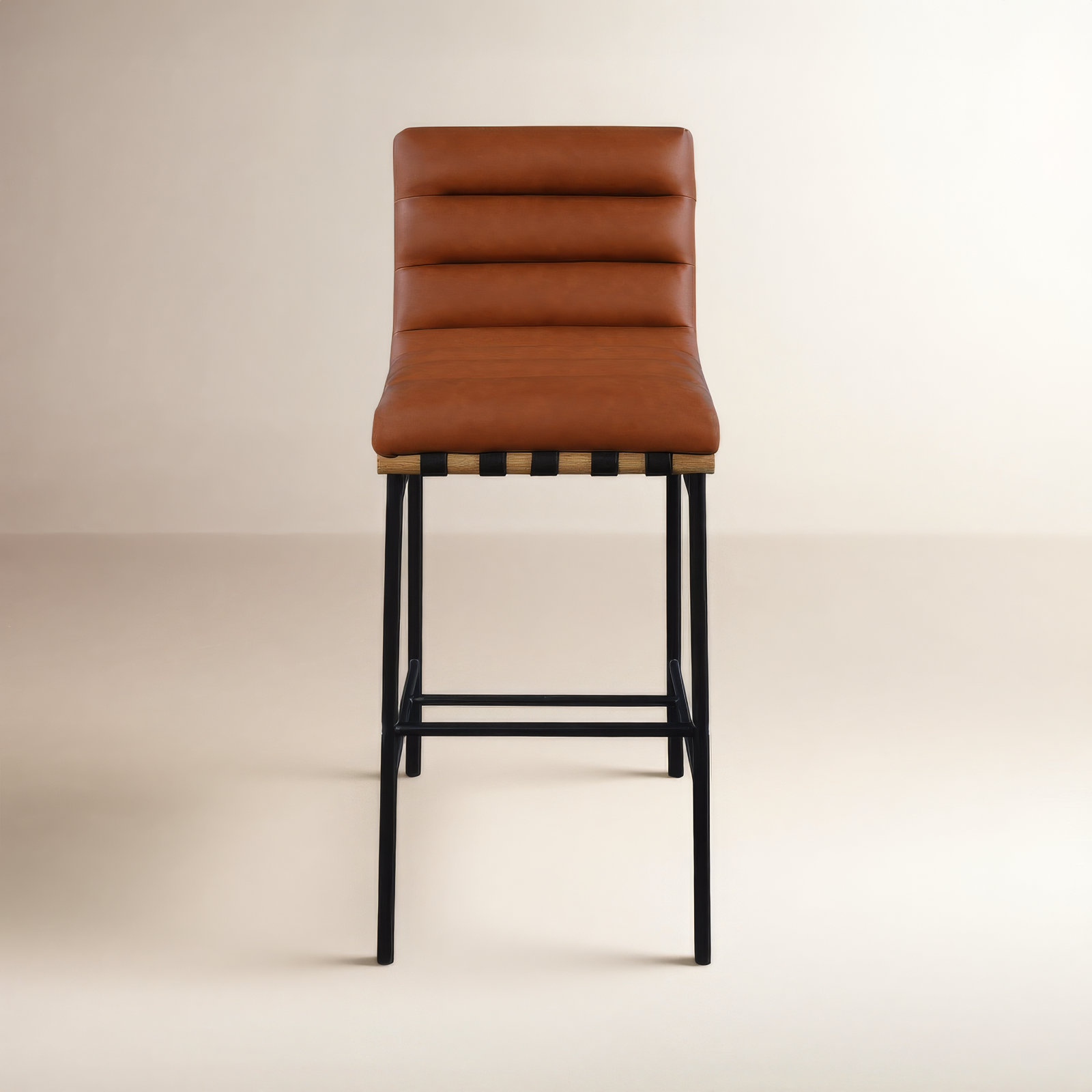 Vincentas Bar and Counter Stool, Cognac Faux Leather, Bar Stool (29.9" Seat Height)