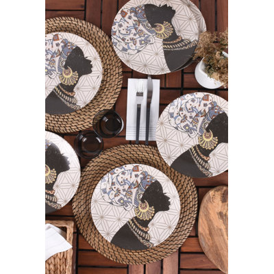 Ensemble d'assiettes de service de qualité supérieure (6 pièces), 100% céramique, 9,8 x 9,8 x 1,5 pouces | Antibactérien, résistant aux chocs thermiques, facile à nettoyer, va au lave-vaisselle et au micro-ondes | Parfait pour les repas et les réceptions élégants