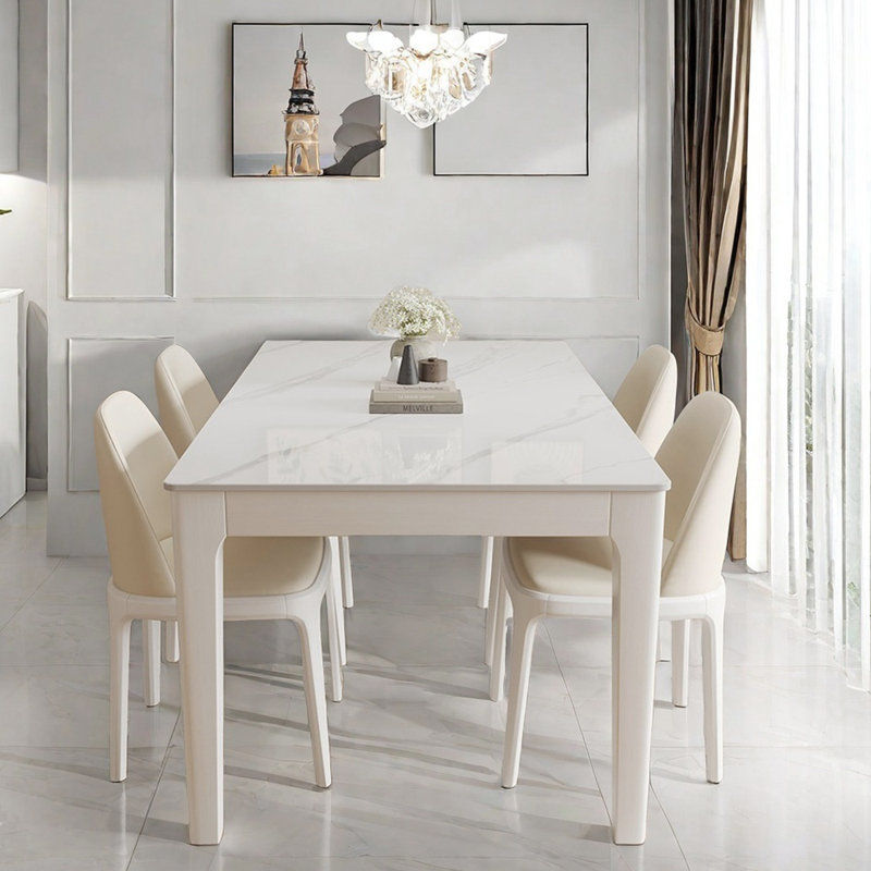 Simple modern rectangle dining table set, 29.5"H x 55.1"L x 31.5"W