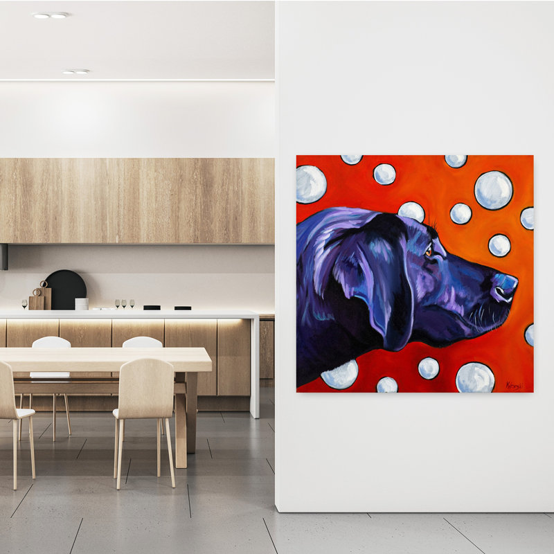 Lab and Bubbles, art contemporain pour chien, H 48 po x l 48 po
