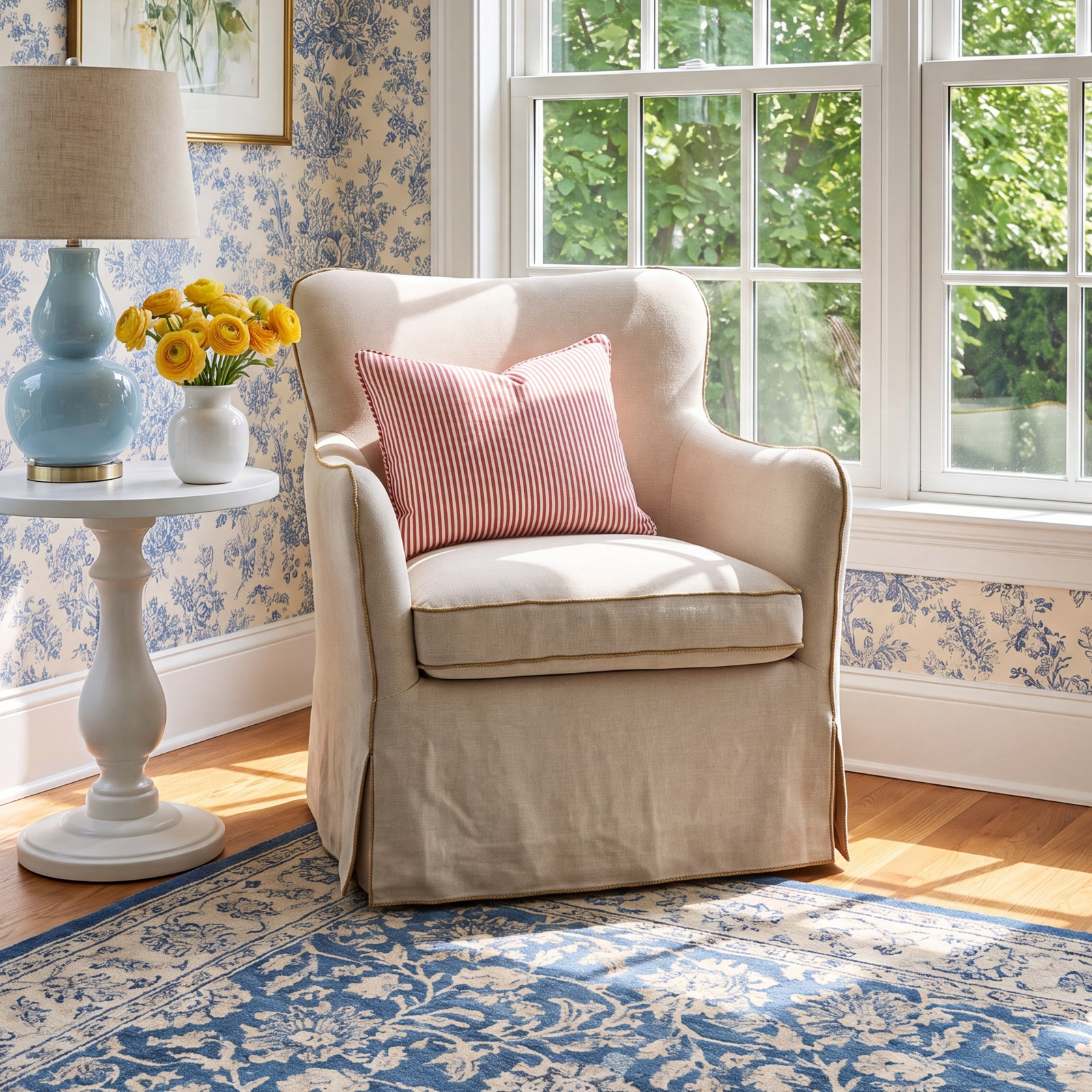 Linen Swivel Armchair, Broadway Dune