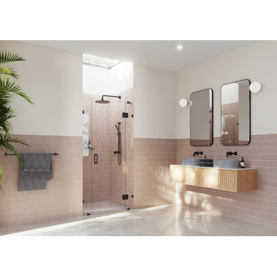 Stellar 38.25 in. x 78 in. Fully Frameless 3 Panel Inline Hinge Shower Door