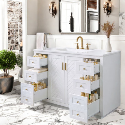 Meuble-lavabo en MDF blanc avec rangement