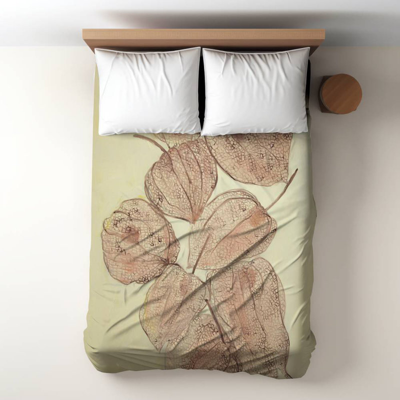 Rustic Botanical Duvet Cover - Closed Ground Cherries Design