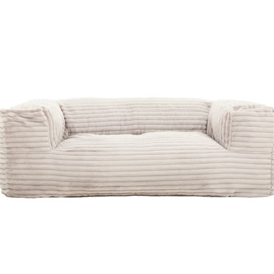 Beige Contemporary Memory Foam Bean Bag , 71 - Inch Depth, Soft Seating And Square Arms For Living Space Inspired With Armrest, Room