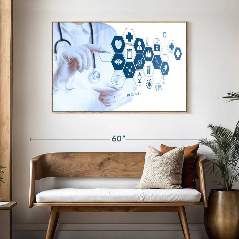 Technologie médicale avancée, 46 po x 31 po, Cadre flottant en bois naturel