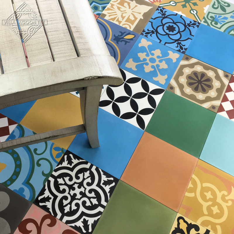 Carreau de ciment à motif de ciment 8 po x 8 po Patchwork
