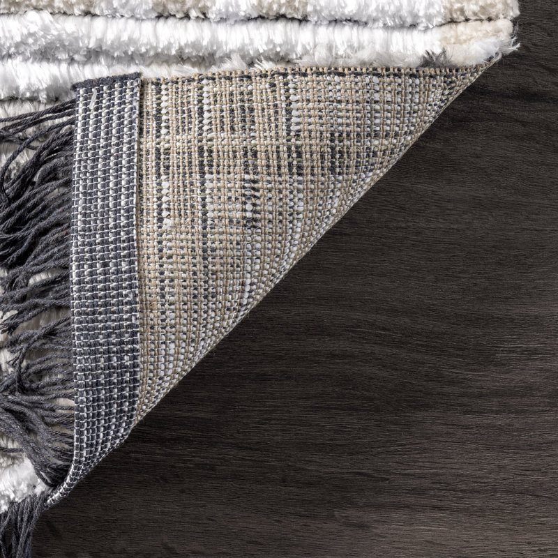 Abstract Beige/Gray Area Rug, Rectangle 4' x 6'