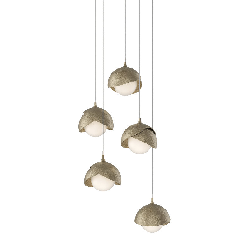 Brooklyn 5 - Light Cluster Geometric Pendant, Long: 15" to 130", Oil Rubbed Bronze, Dark Smoke