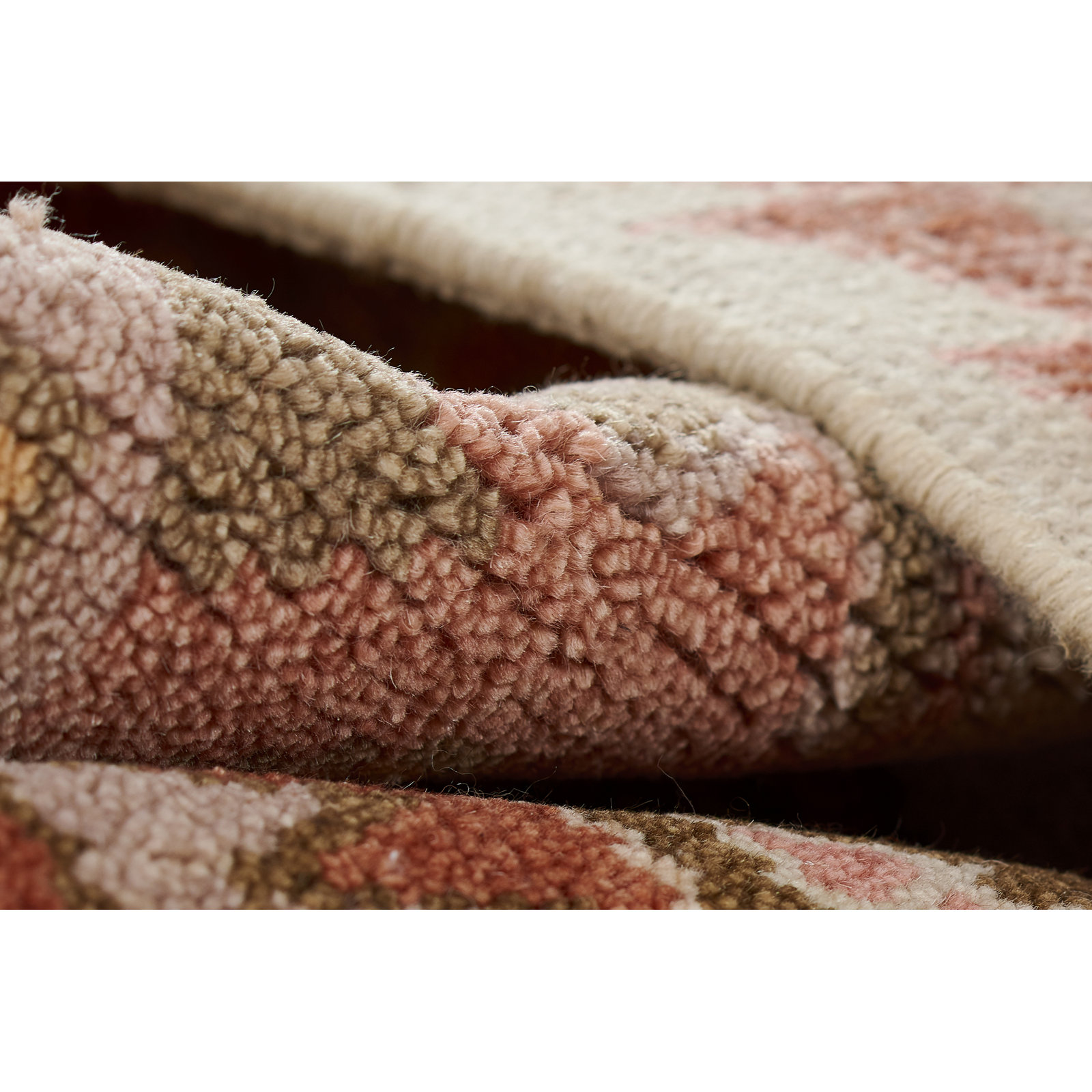 Beige Red Yellow Hand-Knotted Wool Rug, Rectangle 3'6" x 5'6"
