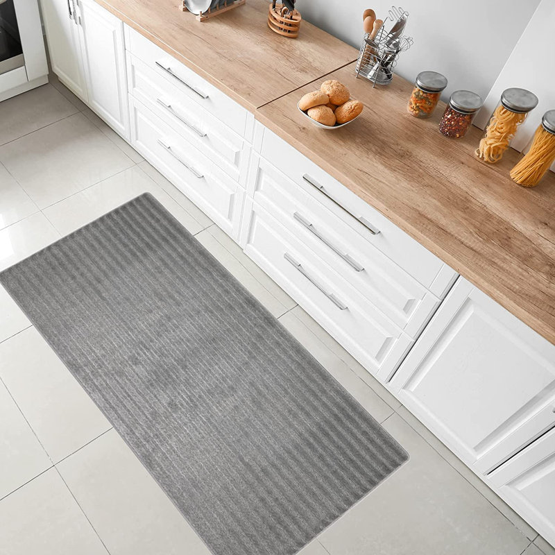Tapis de cuisine, Rectangle 2 pi 8 po x 5 pi 4 po, Gris