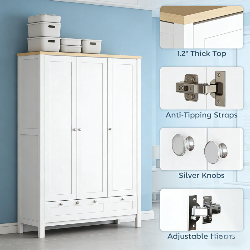 Garde-robe 3 portes, Blanc