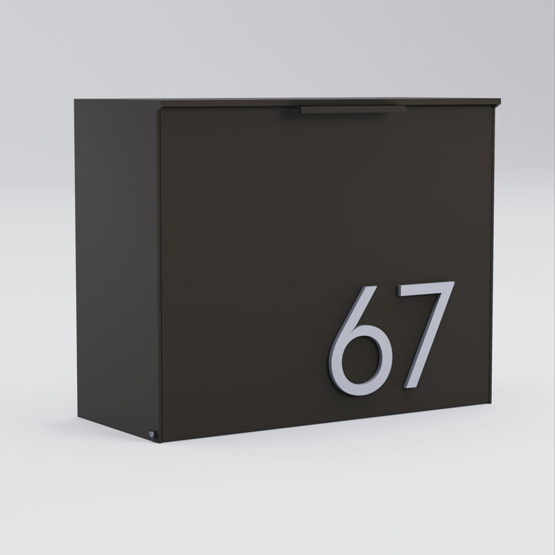Cubby Wall Mounted Steel Mailbox, Brown, Yes, Silver