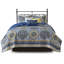 Courtepointe 6 pièces - 100% microfibre 100% microfibre bleue facile à nettoyer avec coussins décoratifs Vermicelli-124253578