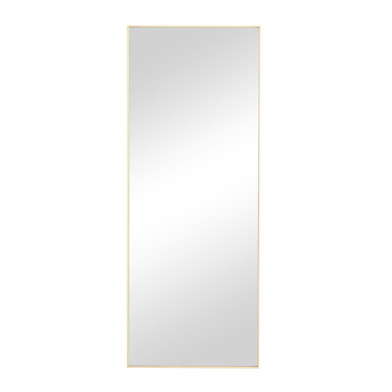 Miroir mural en bois avec un cadre fin et minimaliste, Doré, 36 po x 14 po