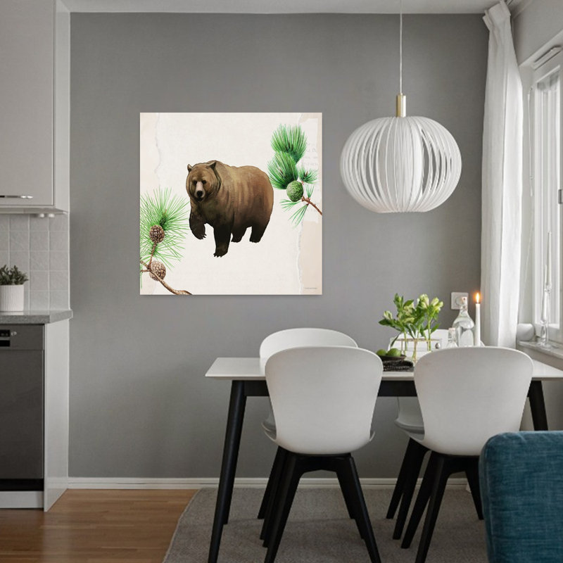 Ours dans les pins, ours contemporain, H 32 po x l 32 po