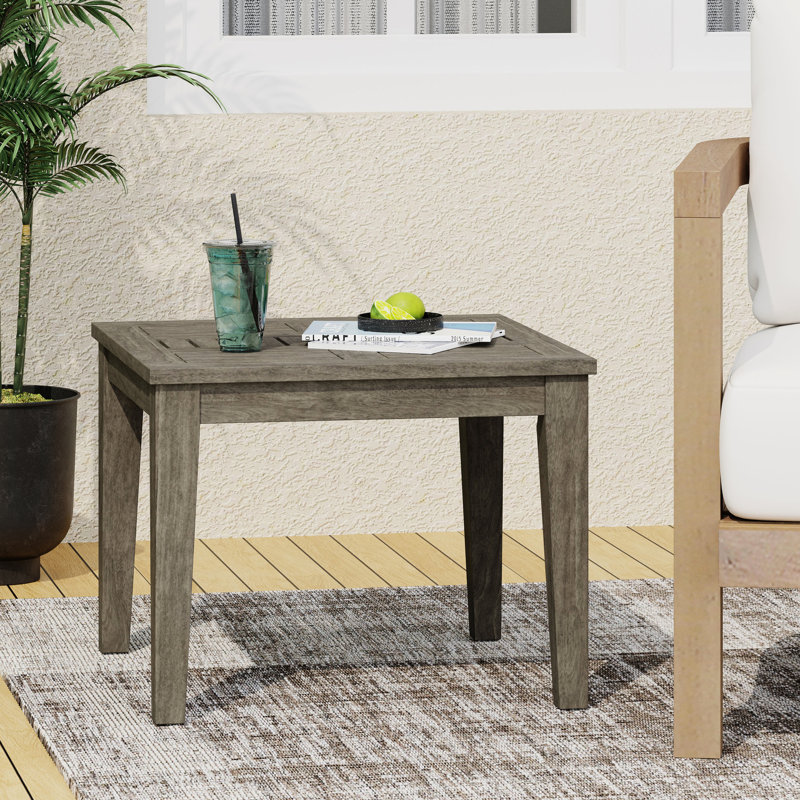Grey Wood Side Table, Minimalist Transitional Look, 20" W X D 16.11" H, 30lbs Max Load Outdoor 20x20x16.11, Capacity