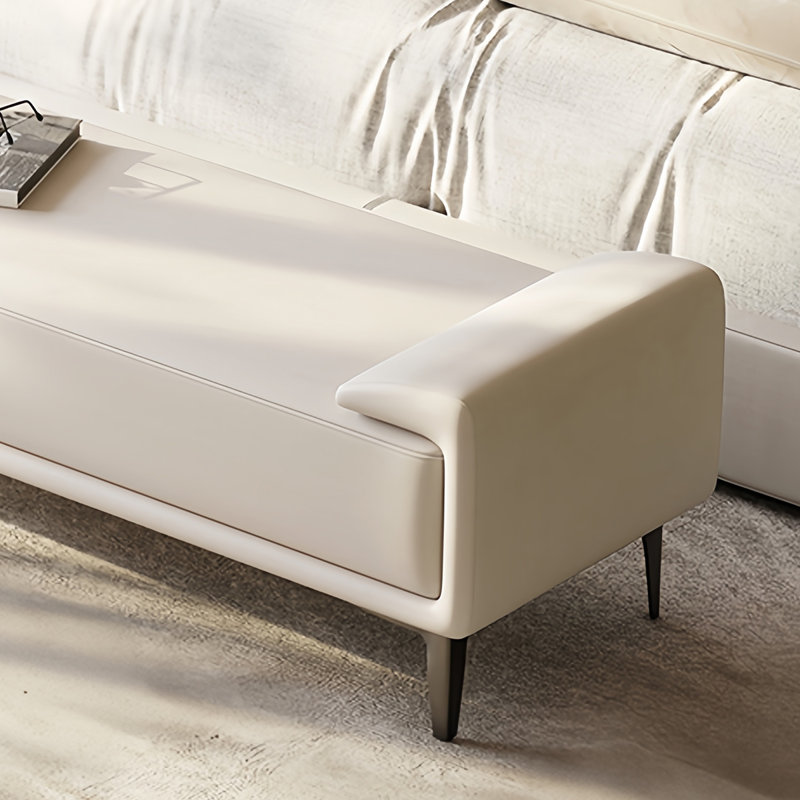 Banc rembourré en microfibre Ingerid, H 20,86 po x l 59,05 po x P 17,71 po, Blanc cassé