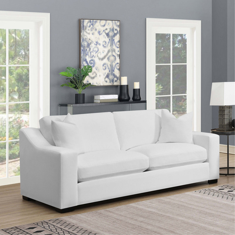 Causeuse Chelan, White Fabric, 89.5" W